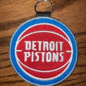 DETROIT BASKETBALL PRIDE embroidered key chain Pistons colors on leather